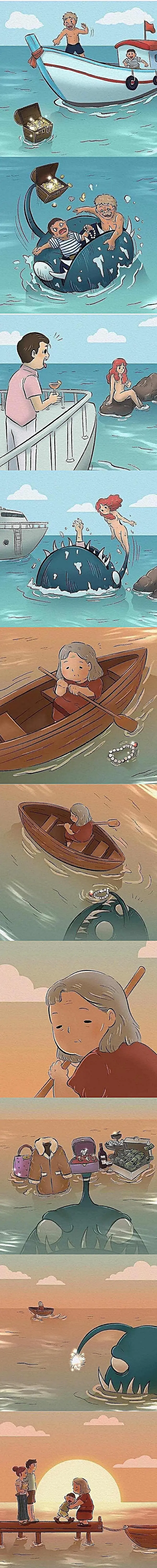 바다 괴물이 인간 유혹하는 만화